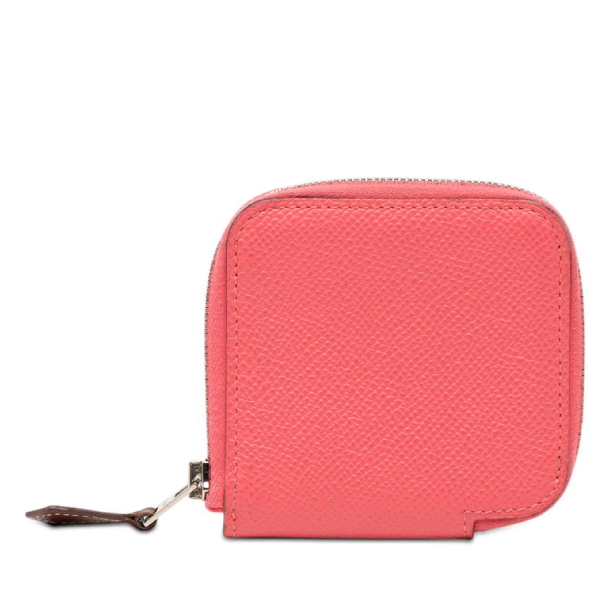 Herms Azap Silkin Wallet/Coin Case, Rose Azalee Pink, Epsom Leather, Women's...